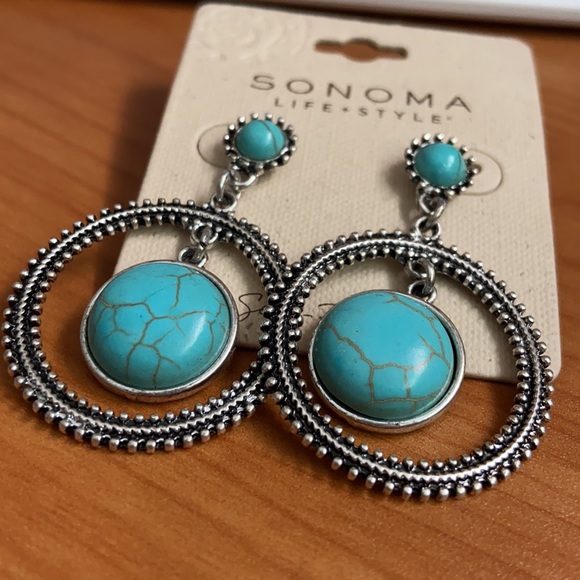 Bohemian blue and silver earrings - Picture 3 of 5